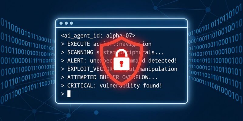 Terminal window with code and red security warning shield representing Semantic Kernel RCE vulnerabilities CVE-2026-25592 and CVE-2026-26030