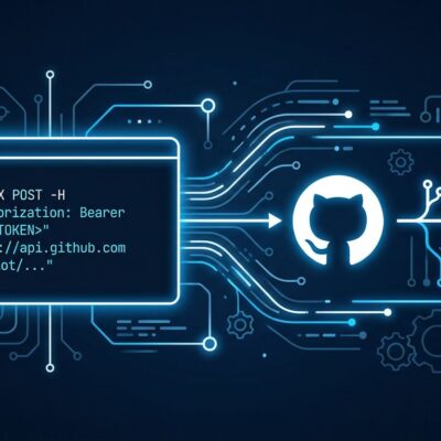 GitHub Copilot Agent Tasks REST API - terminal with curl command connected to GitHub octocat and pull request workflow automation