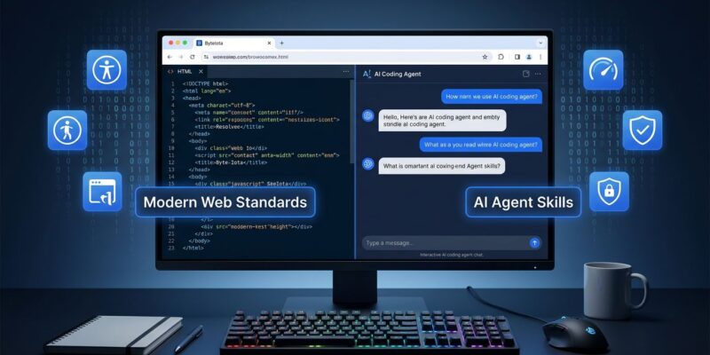 Chrome Modern Web Guidance installation showing AI coding agent with web platform skills applied