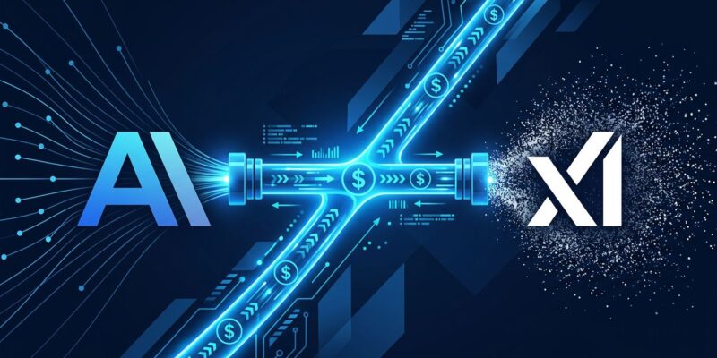 Anthropic and xAI logos connected by a glowing data pipeline representing the 1.25 billion per month compute deal