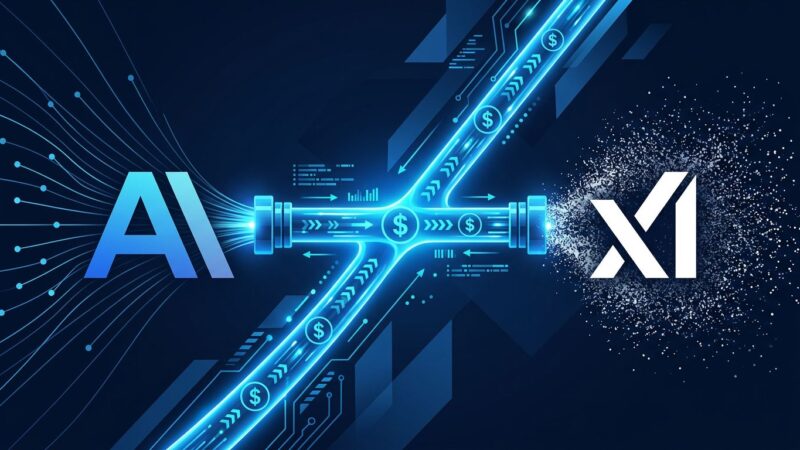 Anthropic and xAI logos connected by a glowing data pipeline representing the 1.25 billion per month compute deal