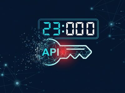 Illustration of a Google API key icon dissolving with a 23-minute countdown timer, representing the security vulnerability where deleted keys remain active