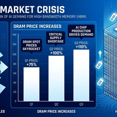 Data visualization showing DRAM and HBM memory price increases in 2026 due to AI data center demand