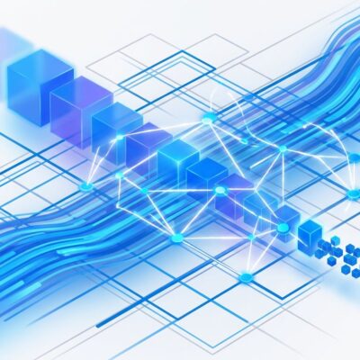 Valkey 9.1 database performance visualization with blue data streams and network nodes
