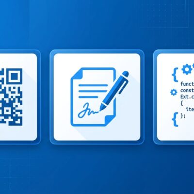 Ext JS 8.0 enterprise framework tutorial showing QR code generation and digital signature capture components