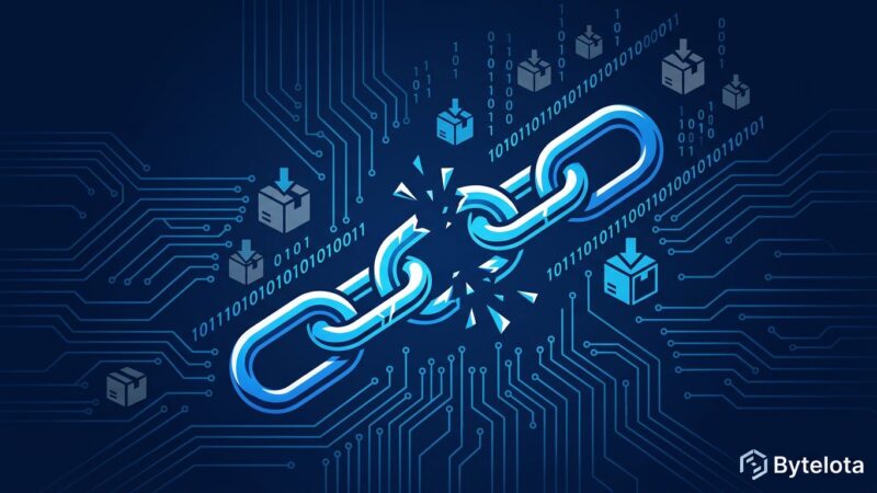 Broken chain link with circuit board patterns representing the TanStack npm supply chain attack