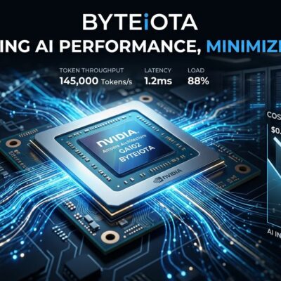 Nvidia Blackwell Ultra GPU chip with blue data streams and inference cost visualization