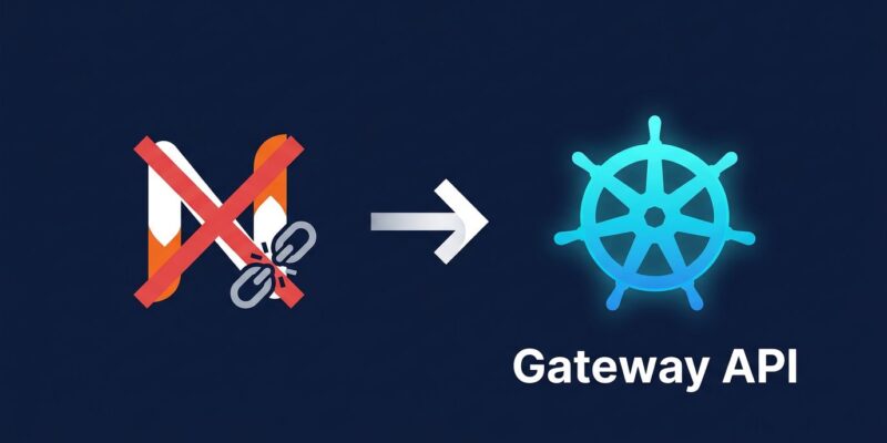 Diagram showing migration path from deprecated kubernetes/ingress-nginx to Kubernetes Gateway API v1.5