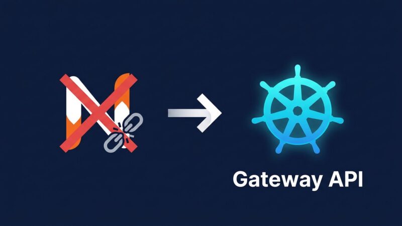 Diagram showing migration path from deprecated kubernetes/ingress-nginx to Kubernetes Gateway API v1.5