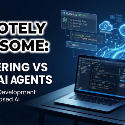 VS Code 1.121 remote AI agents running on cloud servers with SSH connection visualization in ByteIota blue and white brand colors