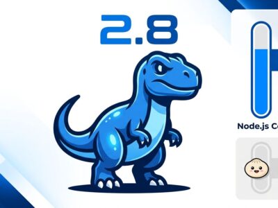 Deno 2.8 mascot with Node.js compatibility bar showing 76 percent, ahead of Bun at 40 percent