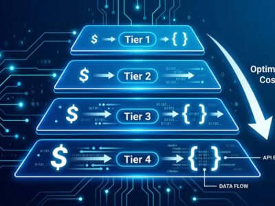 Abstract visualization of OpenAI API pricing tiers showing Batch and Flex cost optimization for GPT-5.5