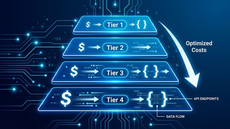 Abstract visualization of OpenAI API pricing tiers showing Batch and Flex cost optimization for GPT-5.5