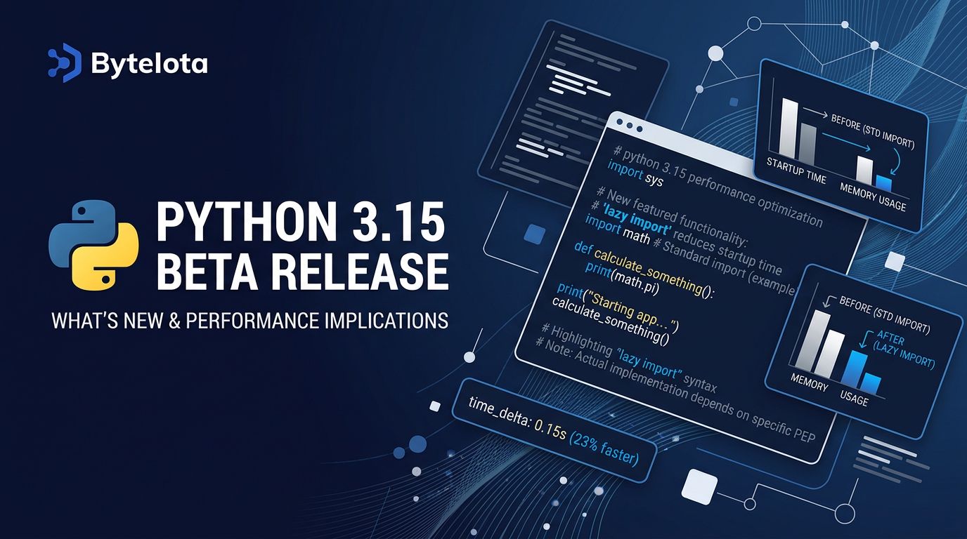 python overtakes javascript: 2026 developer surveys |... Python 3.15 Beta: Lazy Imports, Free-Threading ABI, and Tachyon | byteiota