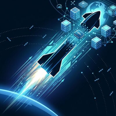 SpaceX Starship rocket launching and transforming into orbital data centers and AI compute clusters in space