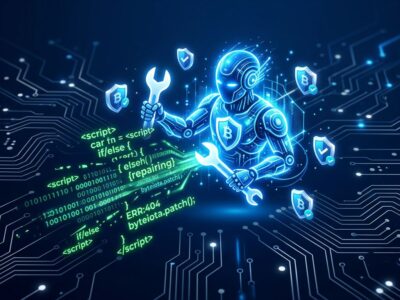 Google CodeMender AI security agent autonomously patching code vulnerabilities with blue circuit board background