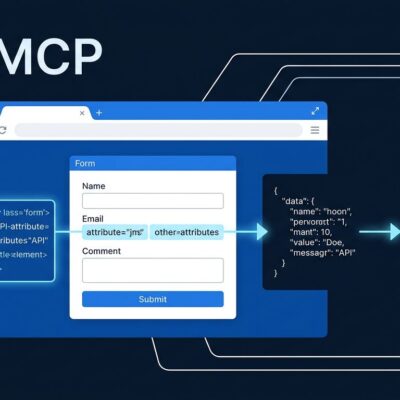 WebMCP browser standard diagram showing AI agent calling structured website tools via Chrome 149 origin trial