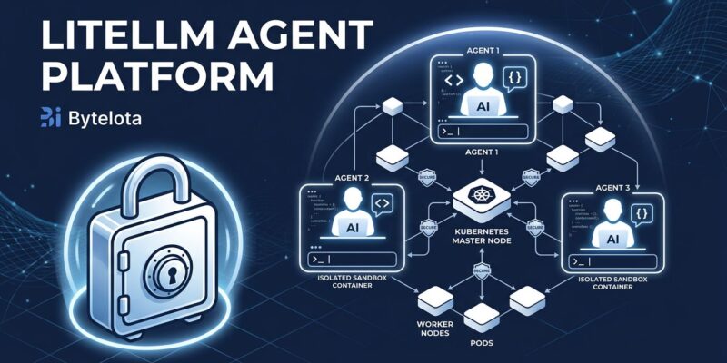 LiteLLM Agent Platform architecture showing Kubernetes sandboxes and vault proxy for AI coding agents