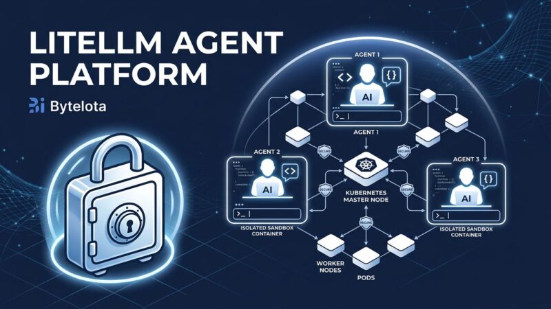 LiteLLM Agent Platform architecture showing Kubernetes sandboxes and vault proxy for AI coding agents