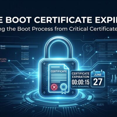 Secure Boot certificate expiration June 2026 - padlock with UEFI interface and countdown