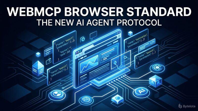 WebMCP browser standard diagram showing AI agent tool declarations