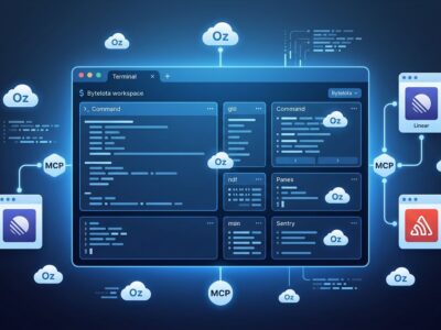Warp terminal showing agentic development with cloud agents