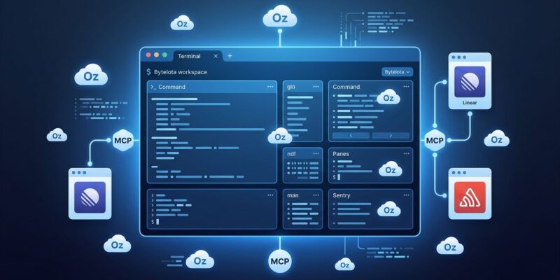 Warp terminal showing agentic development with cloud agents