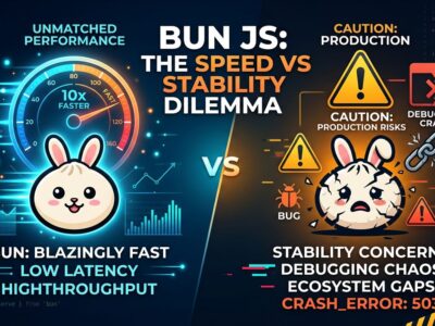 Bun JavaScript runtime performance vs production reality visualization showing speed advantages and critical blockers