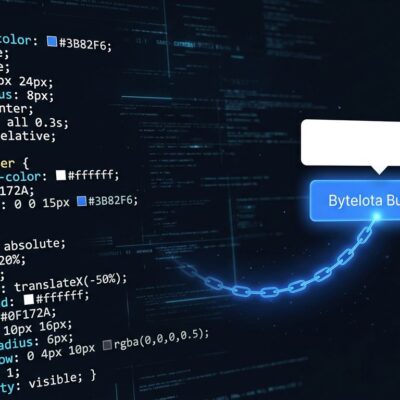 CSS anchor positioning diagram showing a tooltip tethered to a button with a glowing blue anchor line on dark background