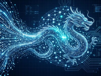 Qwen 3.7 Max AI model visualization showing 1M token context window with neural network and blue glowing data streams