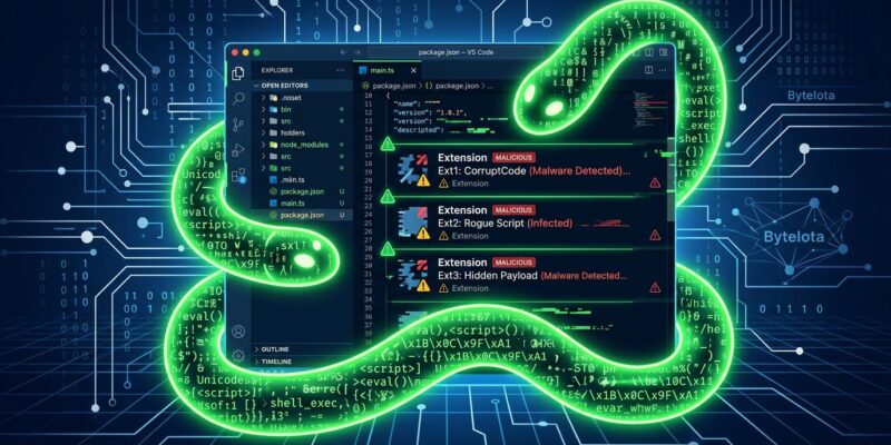 GlassWorm malware worm targeting VS Code extensions and developer tools