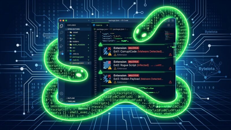 GlassWorm malware worm targeting VS Code extensions and developer tools