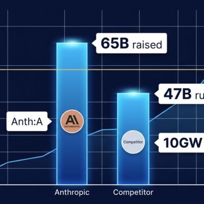 Data visualization bar chart showing Anthropic's $965 billion Series H valuation surpassing OpenAI with funding metrics