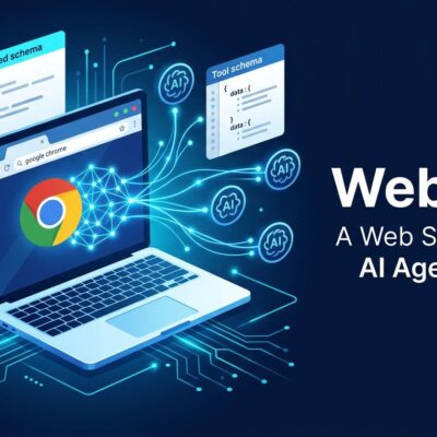 Chrome browser with AI agent connections illustrating WebMCP web standard for structured tool exposure