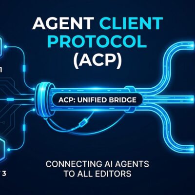 Diagram showing AI coding agents connecting to multiple code editors through the Agent Client Protocol (ACP) unified standard