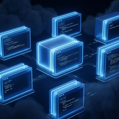Cursor 3.5 cloud agents running in isolated virtual machines with blue terminal windows in a dark cloud environment