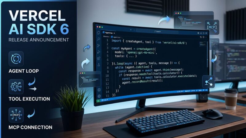 Vercel AI SDK 6 release featuring agent abstraction, MCP stable support, DevTools, and human-in-the-loop tool approval