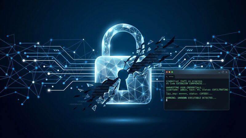 VS Code extension supply chain attack credential theft visualization