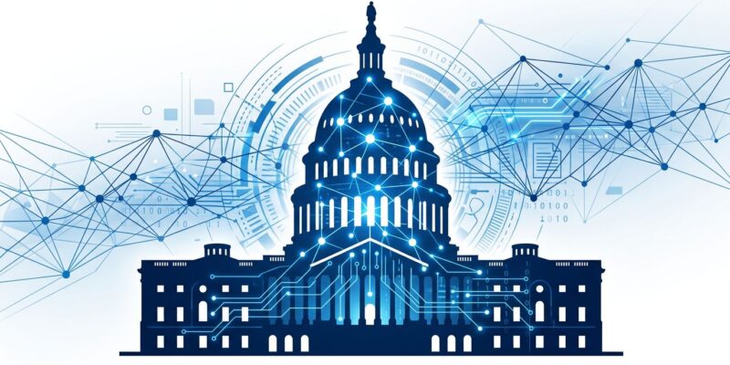 Illinois state capitol with AI neural network overlay representing SB315 AI safety audit law