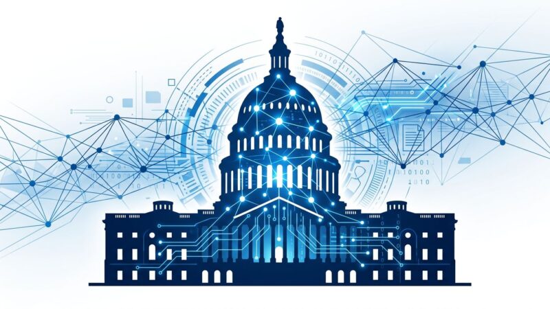 Illinois state capitol with AI neural network overlay representing SB315 AI safety audit law