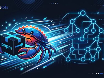 pnpm 11.2 with pacquet Rust install backend - speed visualization with crab mascot and package tree