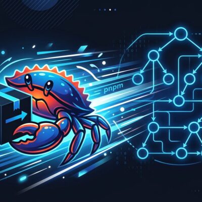 pnpm 11.2 with pacquet Rust install backend - speed visualization with crab mascot and package tree