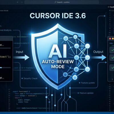Cursor 3.6 Auto-review Run Mode showing classifier subagent with shield icon and neural network decision pipeline