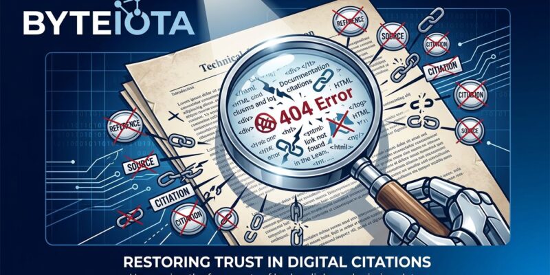 Magnifying glass revealing broken citations and fabricated sources in a consulting report, representing AI hallucination scandal