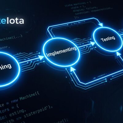 State machine diagram showing planning, implementing, and testing phases for AI agent workflow guardrails