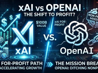 Split-screen showing xAI vs OpenAI lawsuit hypocrisy