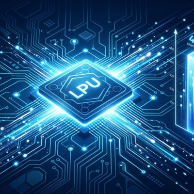 Groq LPU inference chip data streams representing high token throughput for AI neocloud