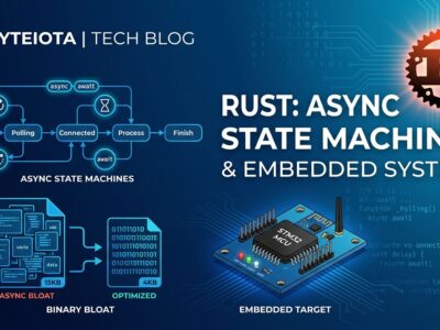 Illustration showing Rust async state machines and binary bloat for embedded systems