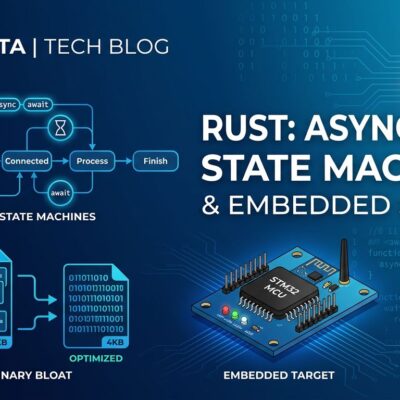 Illustration showing Rust async state machines and binary bloat for embedded systems
