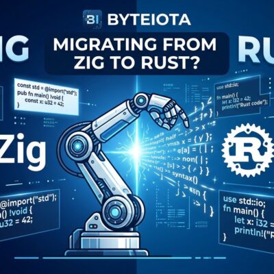 Illustration showing Bun codebase migration from Zig to Rust using AI agents